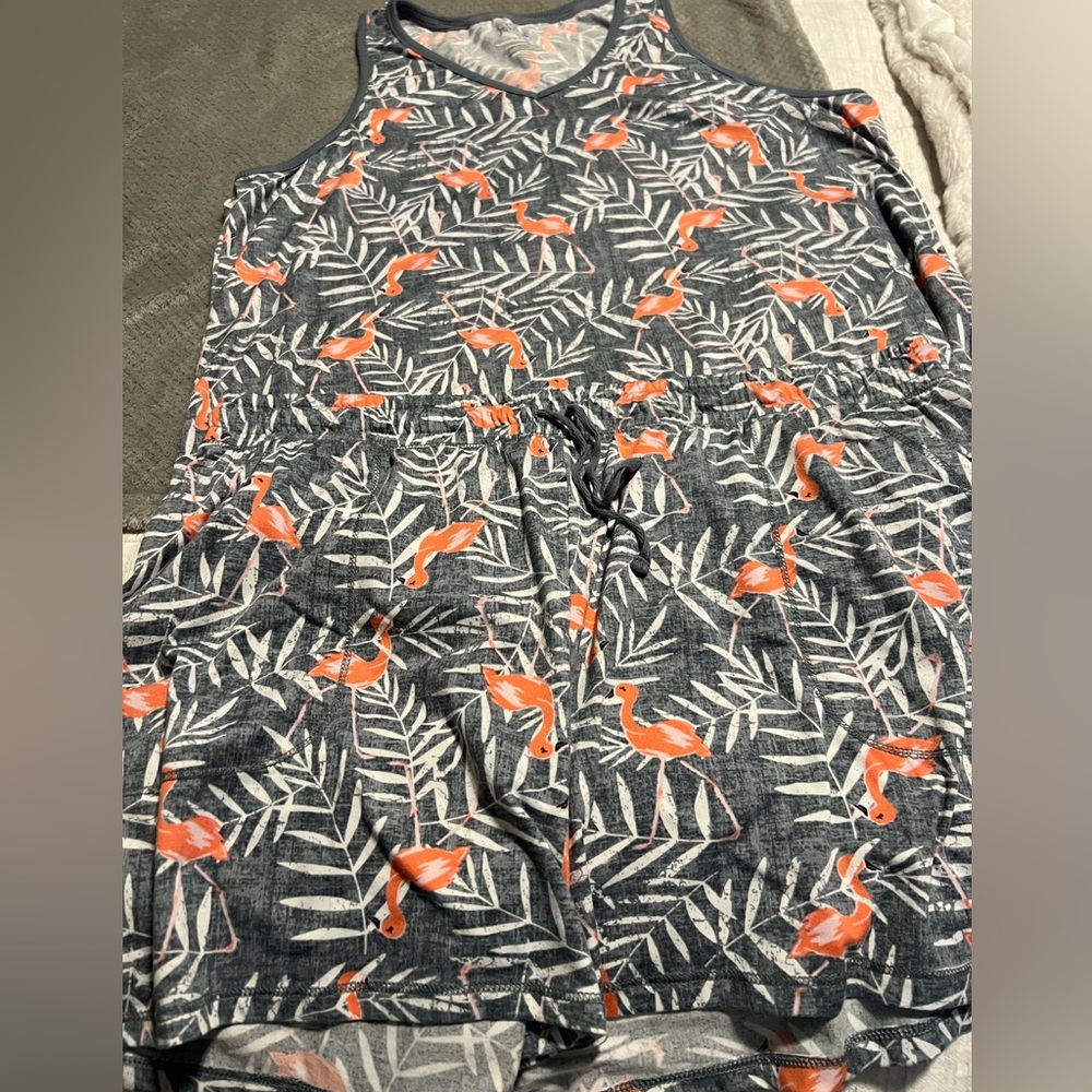 Flamingo Print Sleeveless sleepwear set